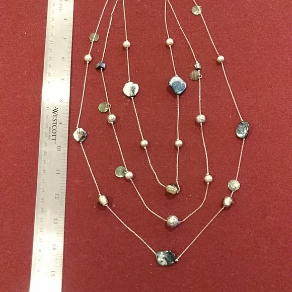 5 for $25 Fashion Jewelry Necklace Multi Strand Natural Stones Beads Silver - Picture 7 of 7